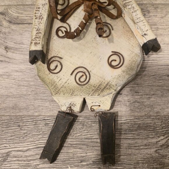 Vintage Folk Art Sheep wall hanger Door decor Rusty Primitive Lamb Handmade wood - Picture 7 of 11